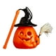 thumbnail image 5 of Linterna de calabaza de Halloween, lámpara de escritorio de mano iluminada con forma de calabaza para niños, luz amarilla intermitente para porche, Con escoba, 5 of 9
