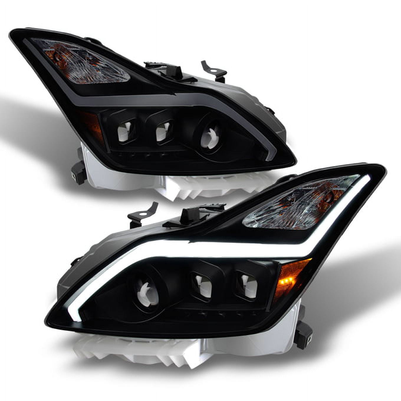 AKKON - For 2008-2015 G37 / Q60 Coupe New Black Smoked LED Sequential LED Signal Tube Projector Headlights