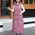 thumbnail image 3 of HTNBO Women's Long Puffer Vest Winter Sleeveless Maxi Quilted Padded Coat Full Zip Up Mid Length Hooded Down Jackets, 3 of 5