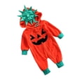 thumbnail image 2 of Diconna Barboteuse à Capuchon Citrouille pour Bébé, Combinaison à Manches Longues Zippée, Costume d'Halloween, 2 of 9
