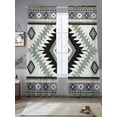 thumbnail image 2 of Green Gray Boho Sheer Curtains 84 Inch Length 2 Panels Set, Southwestern Ethnic Abstract Geometric Voile Window Treatment Rod Pocket Curtains Sheers Drapes for Bedroom/Living Room/Kitchen 52"x84"x2, 2 of 7