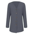 thumbnail image 4 of Women's Ribbed Knit Cardigan Anti-Pill Cloud Comfort Cardigan Fall Lightweight Open Front Coat Coffee Run Chic Pocket Packable Layer Fine Brushed Soft Long Sleeve Dark Gray XL, 4 of 9