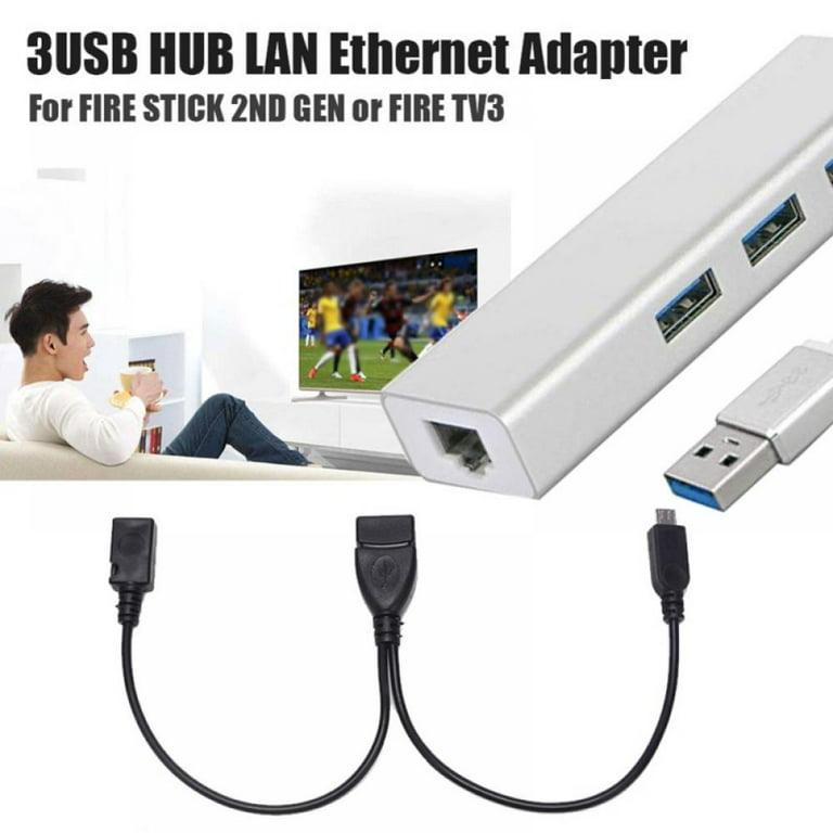 Ethernet Adapter w/ USB OTG Hub for Fire TV Sticks & Cubes on sale