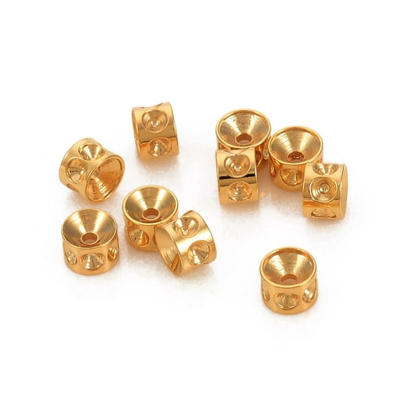 10pcs 304 Stainless Steel Beads Rhinestone Settings Column Golden Fit For 1.5mm Rhinestone 4x2.8mm Hole: 1mm