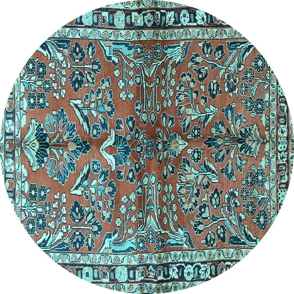 Ahgly Company Indoor Round Persian Light Blue Traditional Area Rugs, 5' Round