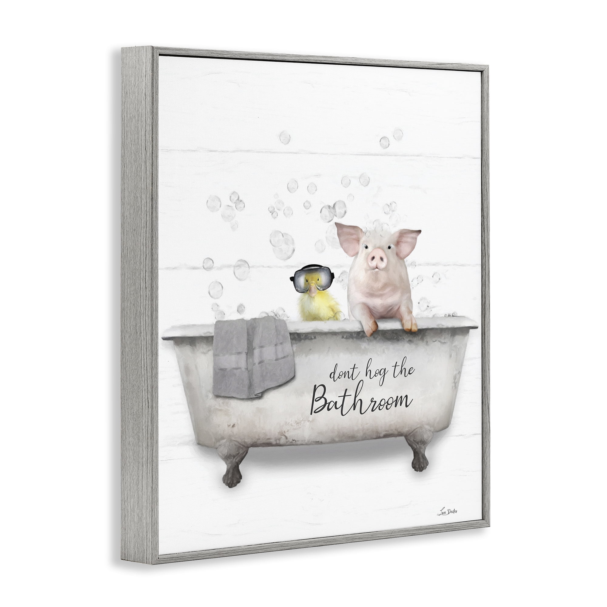 Stupell Industries Don't Hog Bathroom Typography Painting Gray Framed Art Print Wall Art, 11 x 14