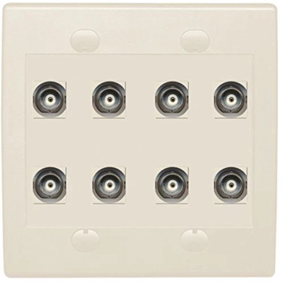 RiteAV 8 Port BNC Female/Female HD-SDI Jack Wall Plate - Light Almond