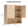 thumbnail image 6 of Ktaxon Rattan Bathroom Cabinet Wall Mount, Medicine Storage Organizer with 2 Door and 1 Adjustable Shelves, Oak Rattan, 6 of 9