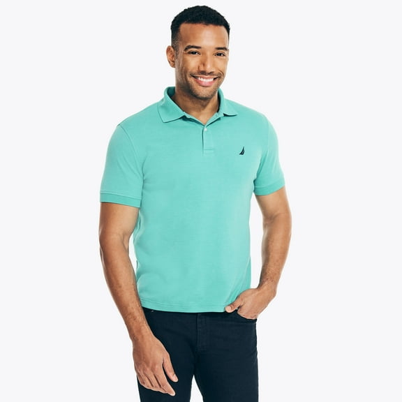 Nautica Classic-Fit Mens Short Sleeve Polo Shirt Aqua 2XL