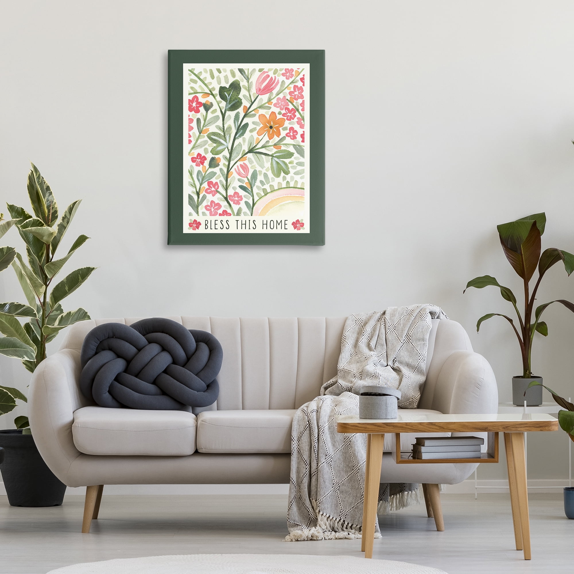 Stupell Industries Floral Bless Phrase Botanical & Floral Painting Gallery Wrapped Canvas Art Print Wall Art, 30 x 40