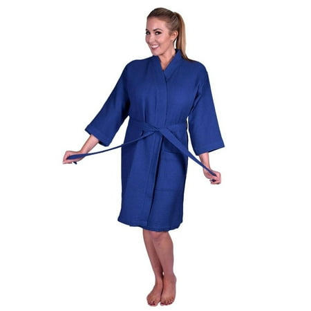 

Women s Turkish Cotton Robe Luxurious 100% Waffle Weave Eco Friendly Natural Kimono Robes Mid-Knee Lightweight Absorbent