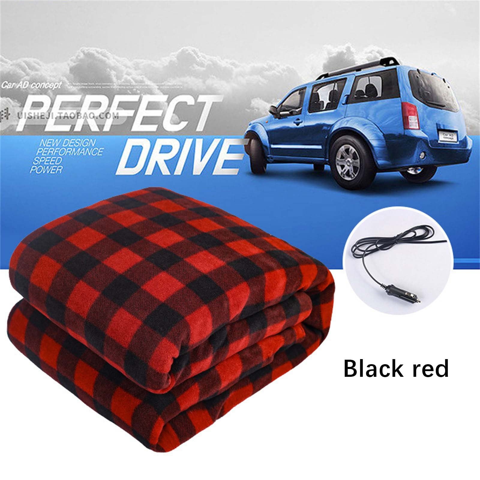 blanket that plugs into cigarette lighter Merryso 12V Heated Car Blanket, Double-Sided Fleece, & Overheat Protection, for Car/Truck/SUV Fleece Blanket Blanket That Plugs