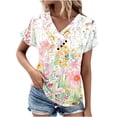 thumbnail image 2 of Fiudx Camisetas para Mujer Top de Primavera/Verano de Manga Corta Informal de Moda con Cuello En V para Mujer, 2 of 4