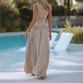 thumbnail image 2 of ZOELNIC Womens Sleeveless Maxi Long Dress Summer Crew Neck Ruched Pleated Flowy Dress, S, 2 of 4