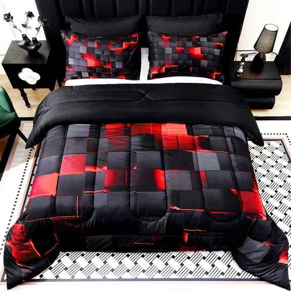 Stylish Grid quilt Set, 2 Pillowcases Included, Soft Microfiber All-Season Bedding, Contemporary Geometric Bed Decor for Bedroom