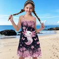 thumbnail image 4 of Uourmeti Girls Summer Dresses Cute Rabbit Swing Dress for Girls 7-8T Soft Spaghetti Straps A-Line Tiered Dresses Kids Princess Sundress, 4 of 7