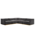 thumbnail image 2 of Modway Conjure Channel Tufted Performance Velvet 5-Piece Sectional in Gold Gray, 2 of 10