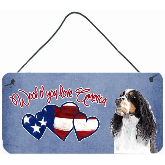 Carolines Treasures SC9969DS612 Woof if you love America Springer Spaniel Wall or Door Hanging Prints 6HX12W multicolor