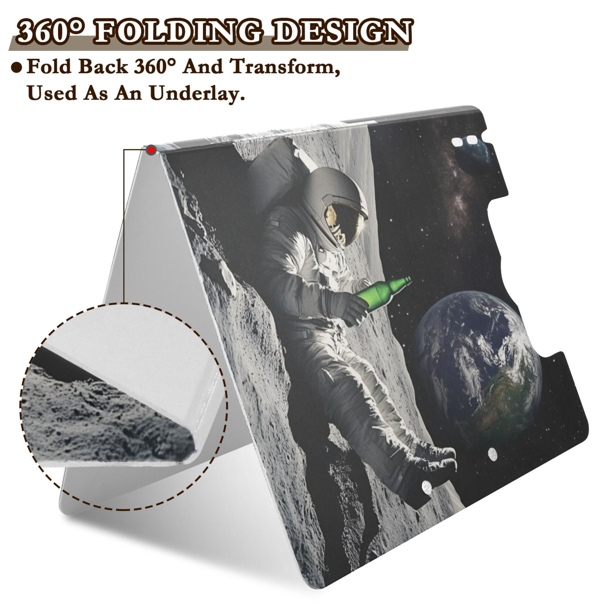 FORMRS A4 Clipboard Folder with Pen Holder Horizontal Foldable School Office Binder, Space Earth