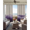 thumbnail image 4 of Purple Beige Ombre Blackout Curtains 39 Inches Long for Bedroom, Minimalist Ocean Waves Linen Thermal Insulated Room Darkening Black Out Window Curtain Panels Grommet Drapes for Living Room, 4 of 8