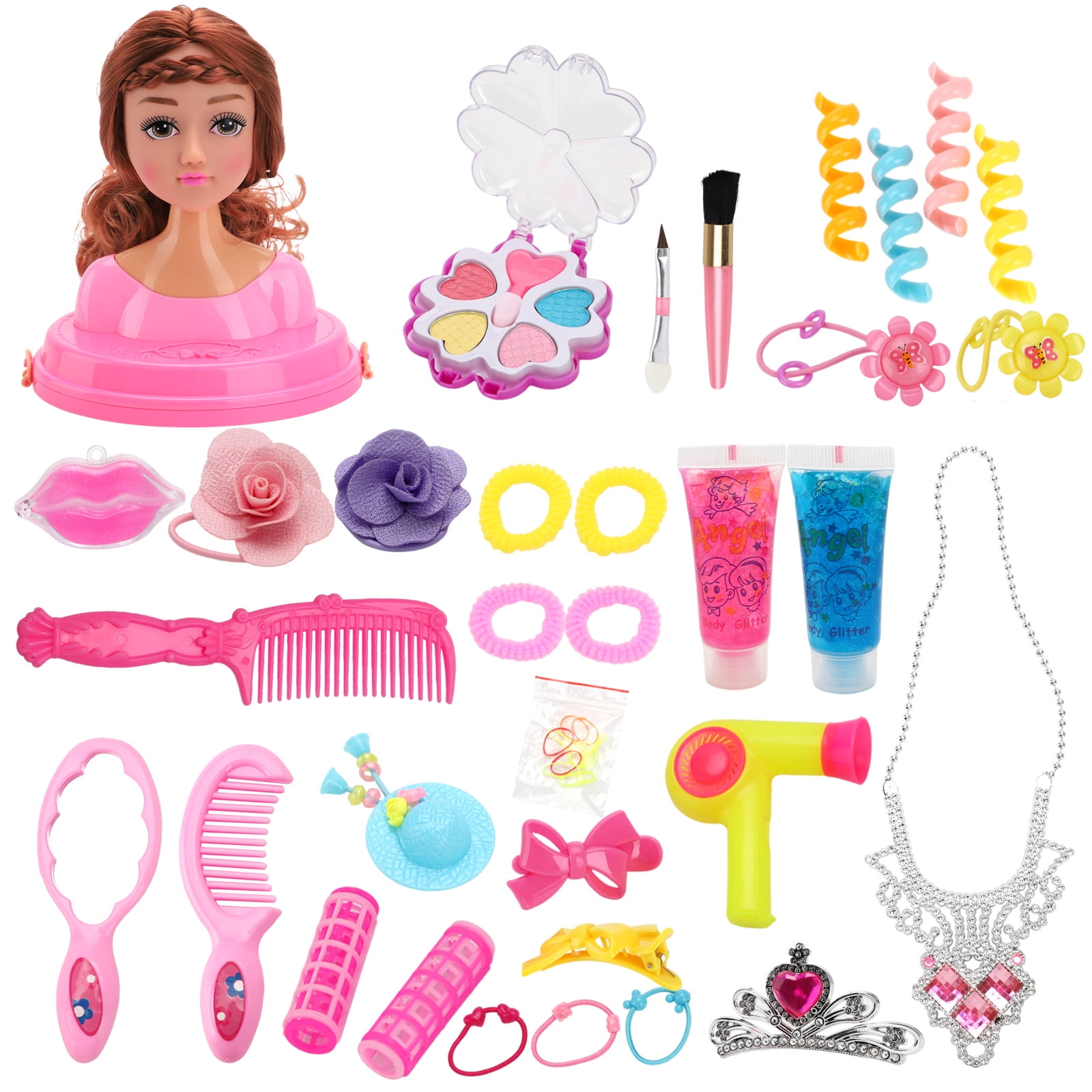 Styling Doll Doll Head For Hair Styling With Hair Dryer Doll Head Toy  Pretend Play Cosmetic Set Comb Rubber Band Dressing Case