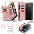 thumbnail image 5 of Feishell Durable 2-In-1 Magnetic Detachable Wallet Case for Samsung Galaxy S22 Plus,for Women Men,Premium PU Leather Zipper Pocket Flip Multi Card Slots Purse Phone Case with Wrist Strap,Pink, 5 of 9