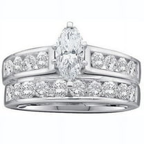 Dazzlingrock Collection 1.00 Carat(ctw) 14k White Diamond Bridal Engagement Ring Set With 0.25 CT Marquise Center 1 CT, White Gold