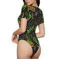 thumbnail image 3 of Balery Women'Scarnival Mardi Gras3 Crew Neck Round Neck Short Sleeves Slim Fit Casual Basic Extender Bodysuit Daily Jumpsuit T Shirts-Medium, 3 of 9