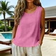 thumbnail image 2 of BUIGTTKLOP Women Cotton Linen Tank Tops Casual Sleeveless Summer Shirts Loose Fited Lightweight Crewneck Camisole, 2 of 6