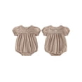 thumbnail image 2 of Cenuakty Infant Baby Girl Bubble Romper Summer Puff Short Sleeve Doll Collar Cute Plaid Print Jumpsuit, 2 of 9