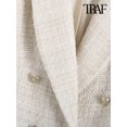 thumbnail image 3 of TRAF-Chaqueta de Tweed con doble botonadura para mujer, abrigo Vintage de manga larga con bolsillos y solapa, prendas de vestir exteriores elegantes, 3 of 5