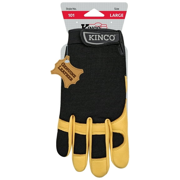 Kinco 7669815 Mens Indoor & Outdoor Deerskin Spandex Driver Gloves, Black & Yellow - Medium