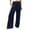 Navy, variant on Womens Trousers Summer Thin High Waisted Wide Leg Pants Baggy Beach Trousers Palazzo Pants with Pocket Cargo Pants Women Coffee L