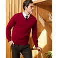 thumbnail image 5 of Kallspin Men's V Neck Sweater Cotton Relaxed Fit Long Sleeve Knit Lightweight Pullover(Red,2X-Large), 5 of 9