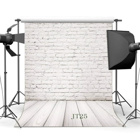 Image of ABPHOTO Polyester 5x7ft Photography Backdrops Vintage Brick Wallpaper & Nostalgia Stripe Wooden Floor Seamless Newborn Baby Toddlers Lover Portraits Background Photo Studio Props