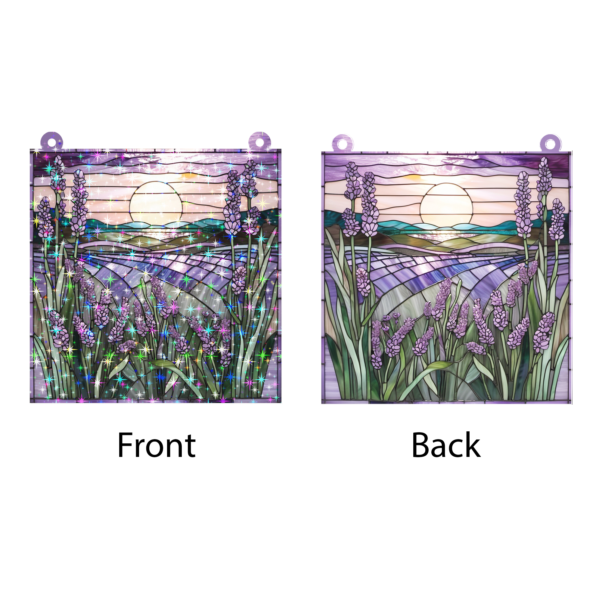89Bloom Lavender Stained Glass Hologram Ornament, Stained Glass Suncatcher Ornaments Home Decor, Holographic Ornaments