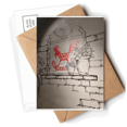 thumbnail image 1 of Chinese Paper-cut Style Red Rooster Potted Mural Postcards Envelopes Blank Note Cards Mailing, 1 of 4