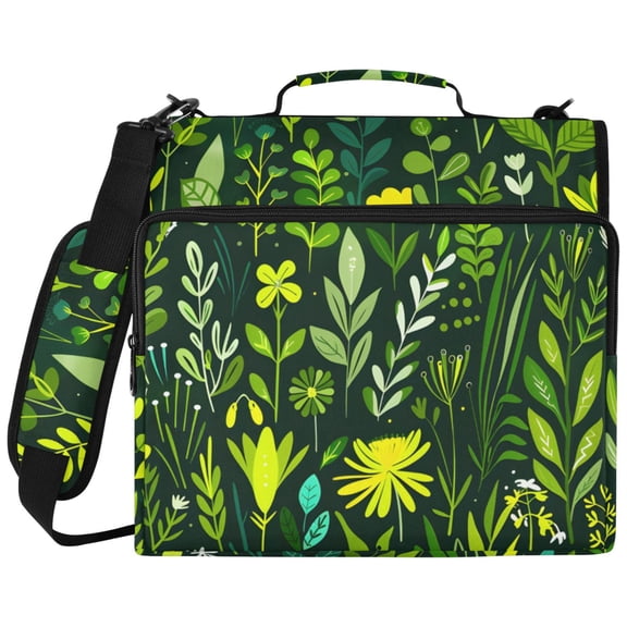 Grass Seamless 3 Ring Binder Bag Zipper Binder Organizer with 14 Inch Laptop Sleeve