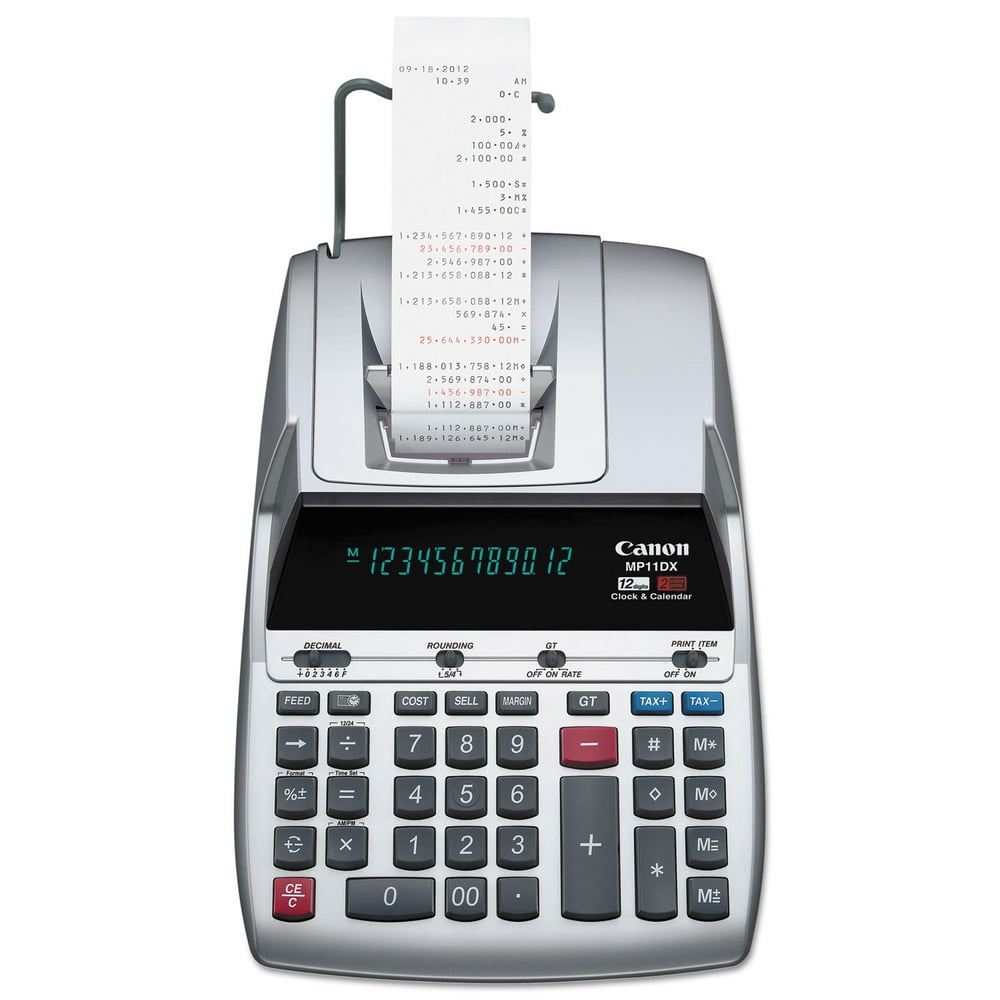 Canon MP11DX 12Digit Ribbon Printing Calculator, Black/Red Print, 3.7