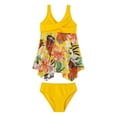 thumbnail image 4 of ibiyuan Girls Swimsuit 2 Piece Tie-Straps Girls Bathing Suit&nbsp;size 12 Stretchy Hawaiian Girls Swimwear Tankini Ruched Ruched Side Girls' Bikini Sets Girls Swimwear with Cover Up Skirt, 4 of 4