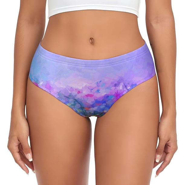 Fotbe Colorful Purple Cosmos Flower Calzones Estampados para Mujer – Ropa Interior de Algodón, Cómoda, Suave y Elástica-Small