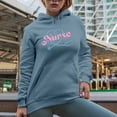 thumbnail image 2 of Nurse with Stethoscope Art Merch Gift, Light Blue Hooded Sweatshirt or Hoodie, Small, 2 of 5