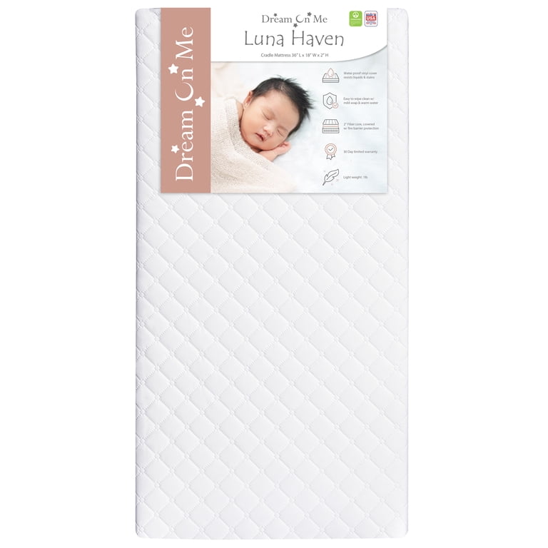 Dream On Me Luna 2-Inch Cradle Mattress, White photo 1