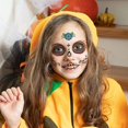 thumbnail image 5 of ColorPaquete de 8 pegatinas de tatuaje temporal de cara de calavera de azúcar del Día de los muertos, pegatinas de tatuaje de maquillaje de Halloween para fiesta de disfraces de Ha, 5 of 5