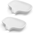 thumbnail image 1 of Jaboneras de plástico duraderas, no tóxicas y de fácil limpieza, 2 piezas de platos blancos autodrenantes para el área del fregadero del baño y la cocina, uso versátil y material seguro, 1 of 5