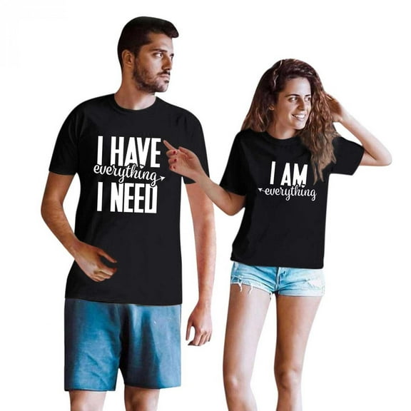 RQYYD Valentine's Day Tees I Have Everything Matching Couple Shirts Short Sleeve Crewneck Mr and Mrs T-Shirts Engagement Honeymoon