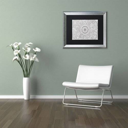 Trademark Fine Art "Paisley Mandala" Canvas Art by Hello Angel, Black Matte, Silver Frame