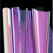 Iridescent Cellophane Wrap Roll | 50’Ft. Long X 17”In. Rainbow Colored Wrapping Film Roll | Bouquet, Baskets, Gifts, Crafts, Treats, Wrapping | Food Grade (34" Fold into 17")