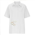 thumbnail image 4 of Dealovy Haut en Coton et Lin pour Femmes, Manches Courtes, Chemises Boutonnées, Col à Revers, Jolies Blouses à Imprimé Graphique, 4 of 5