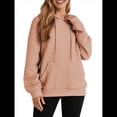 thumbnail image 2 of Sudadera con Capucha para Mujer, Informal, de Larga, con Cordón Ajustable, Estilo Waffle, Holgada, con Bolsillo Rosa XXXL, 2 of 10